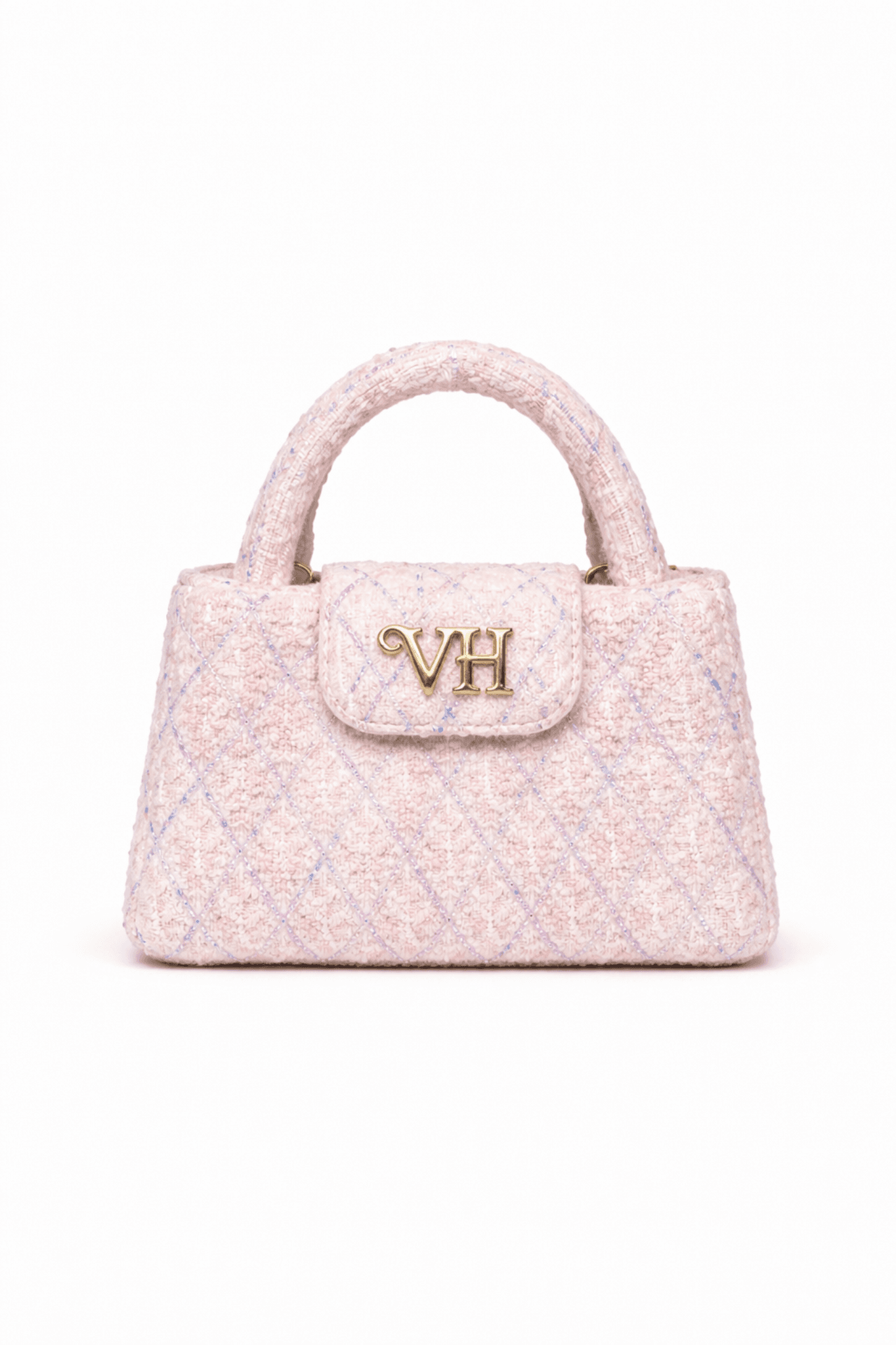 Rose Tweed Top Handle Bag